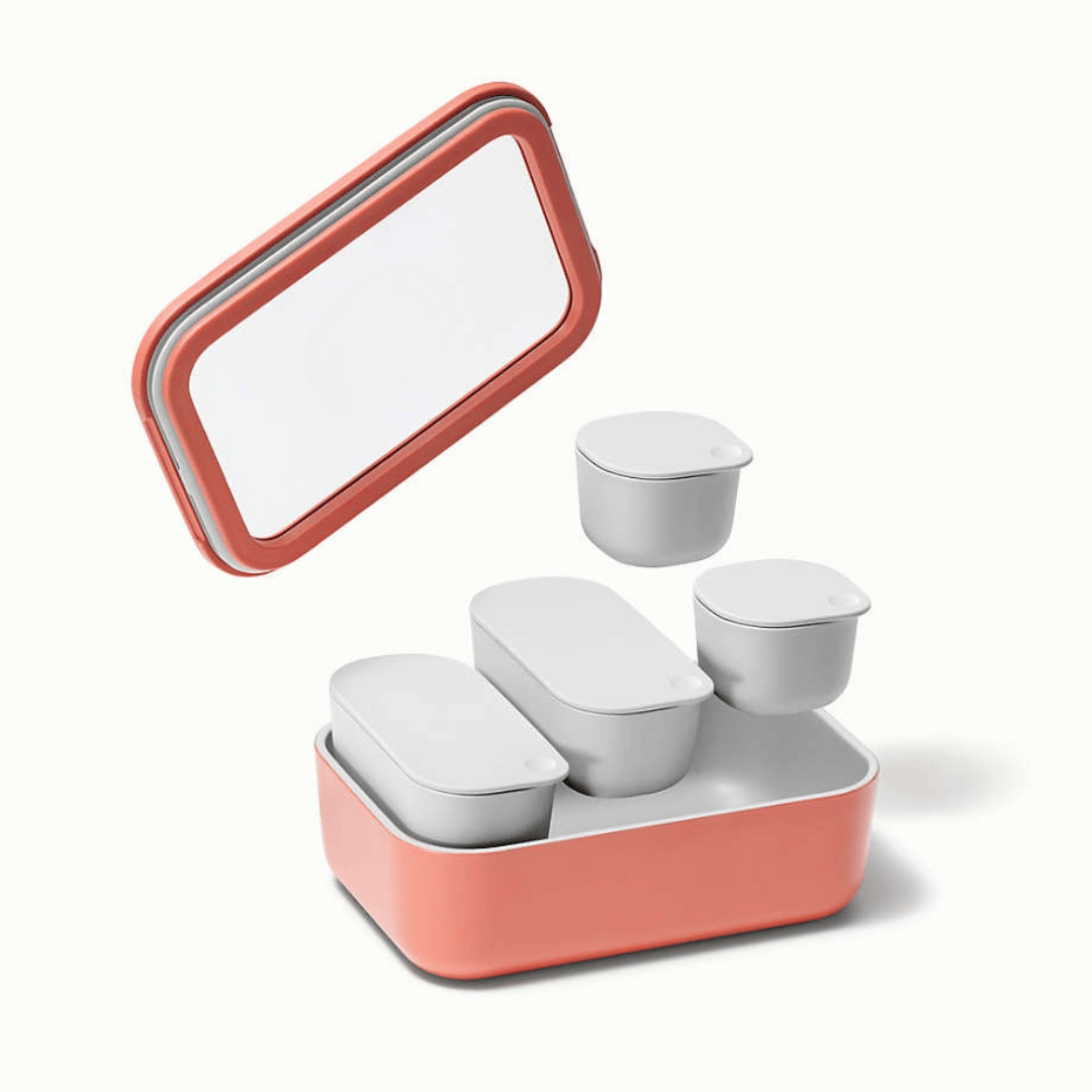 Durable Non-Stick 9-Piece Coated Glass Food Storage Set - Perracotta