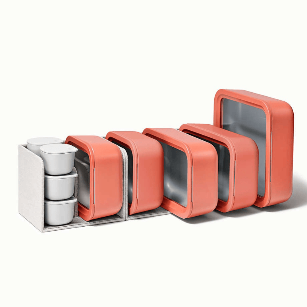 Durable Non-Stick 9-Piece Coated Glass Food Storage Set - Perracotta