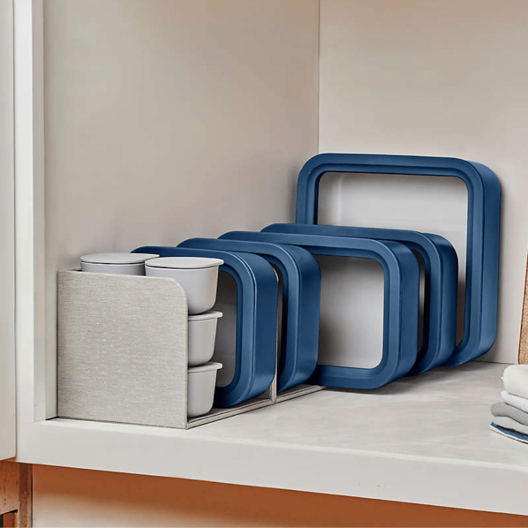 Durable Non-Stick 9-Piece Coated Glass Food Storage Set - Navy