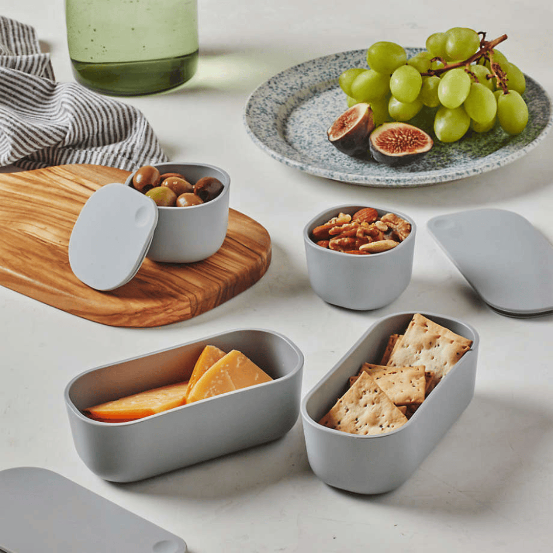 Durable Non-Stick 9-Piece Coated Glass Food Storage Set - Cream