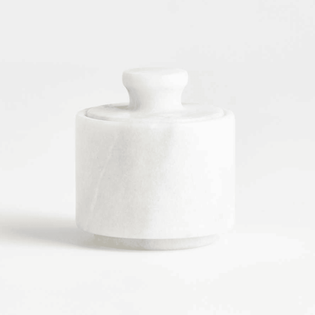 Marble Salt Cellar Elegant Natural Stone Keeper with Fitted Lid