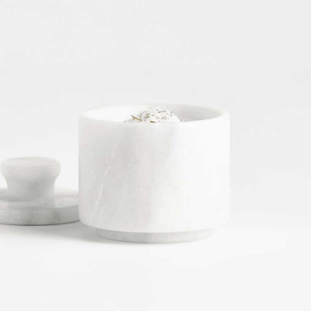 Marble Salt Cellar Elegant Natural Stone Keeper with Fitted Lid