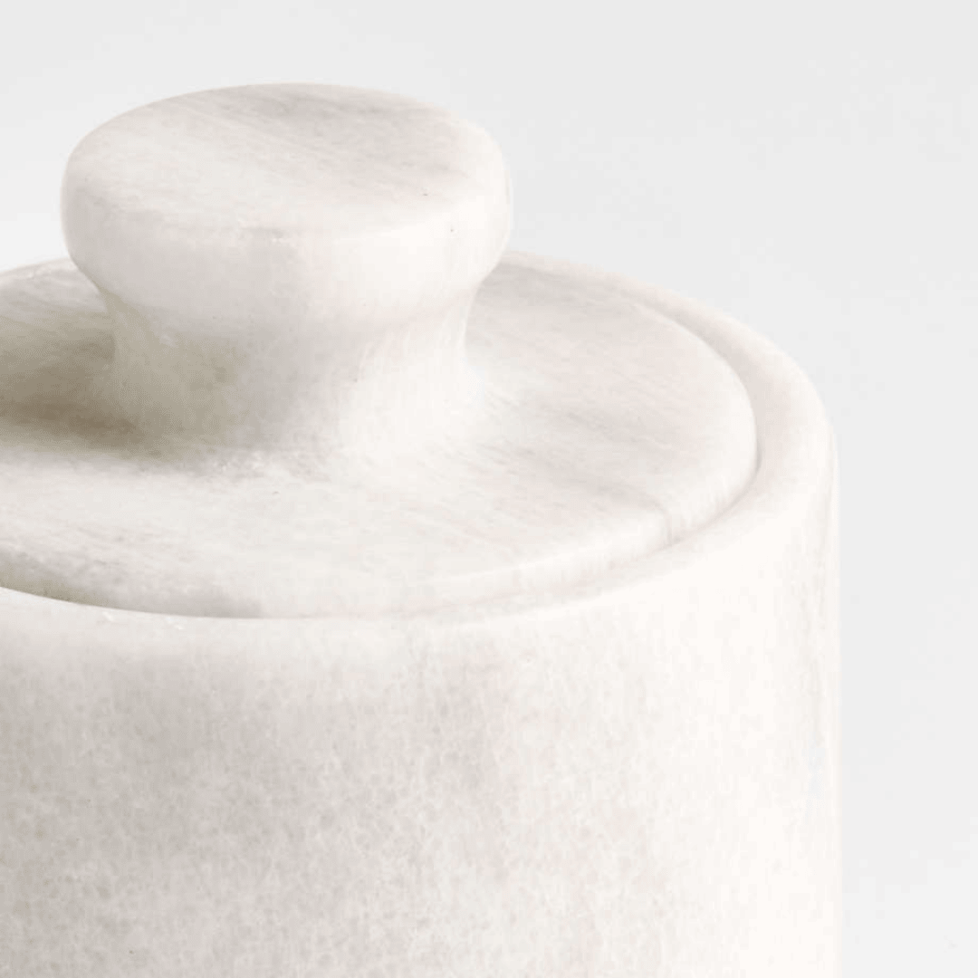 Marble Salt Cellar Elegant Natural Stone Keeper with Fitted Lid